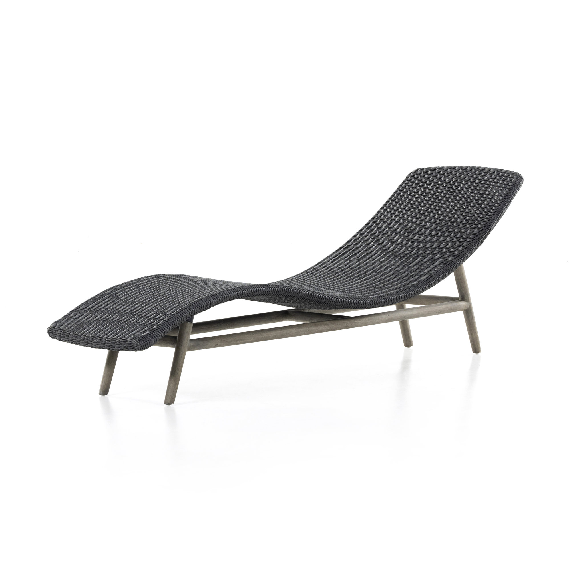 Janine 24'' Outdoor Teak Chaise Lounge, Coal, Weathered Gray Teak
