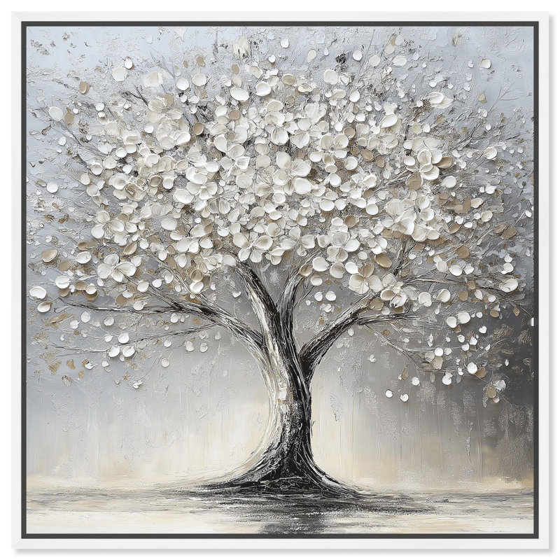 «Pure Leaf Veil», toile classique par Art Remedy, Cadre flottant blanc, H 17 po x l 17 po x P 1,8 po