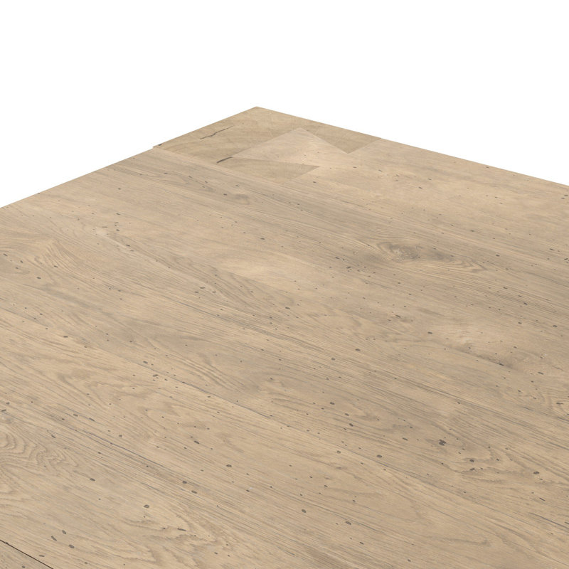 Table basse 4 pieds Bellefonte, Chêne d'armoise rustique blanchi à la chaux