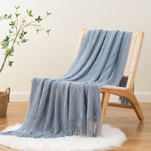 Throw Blanket for Couch, Textured Soft Throw Blankets, Decorative Knitted Blanket for Home Living Room Decor, 50"x60"
