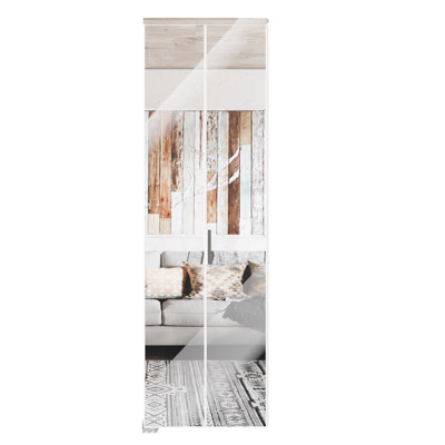 Bifold Closet Door - Full-Length Mirror Aluminum Frame Narrow Profile Modern Design Interior Door With Installation Hardware Kit