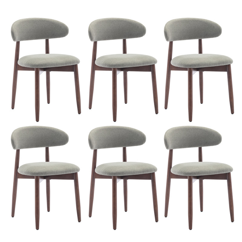 Upholstered Solid Wood Dining Chair, Curved Ergonomic Backrest, Modern Side Chair for Dining Room, Green