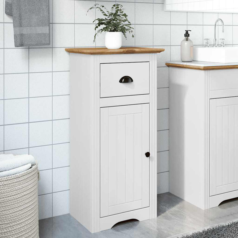 Bivins Bathroom Cabinet, White/Brown