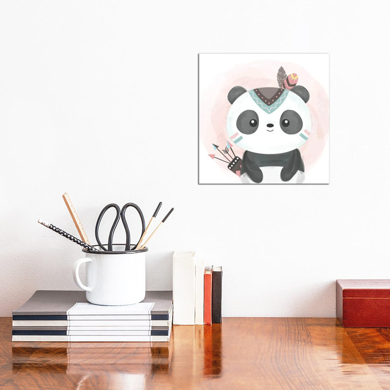 Watercolor Panda Baby 1 Piece Wrapped Canvas Wall Art, 30.48cm H x 30.48cm W x 1.905cm W