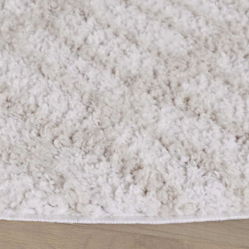 Striped Shag Area Rug, Round 201 X 201