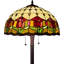 Lampe sur pied 62 "à deux lumières 62" avec abat-jour dôme en verre coloré rouge