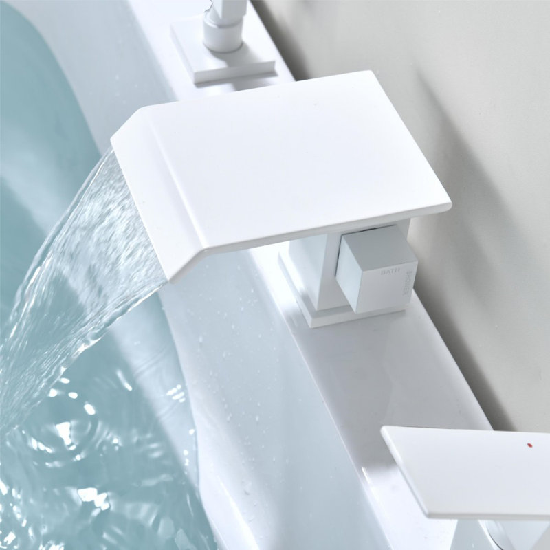 Robinet de salle de bain en cuivre double usage Jk avec valve de distribution et tuyau d'entrée, traitement de surface blanc