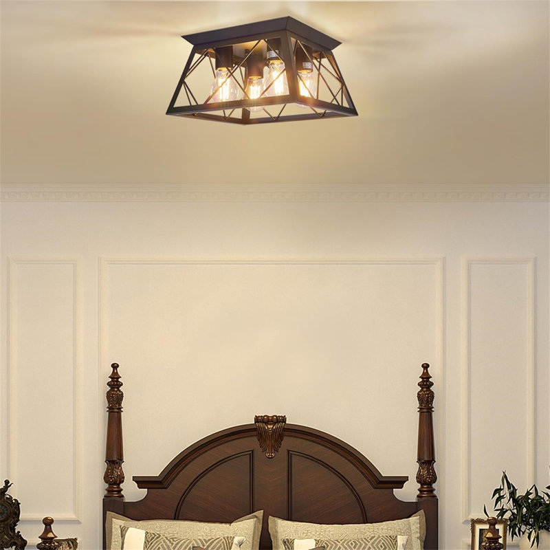 Plafonnier encastré 4 lumières 11,8 po Lopardo, No, Noir mat