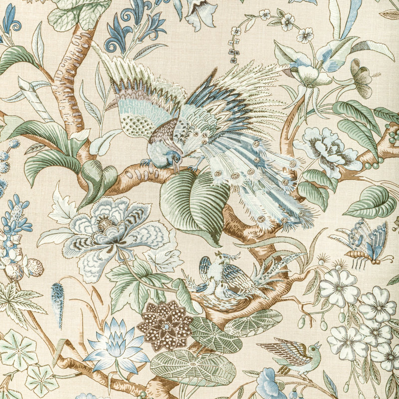 Arcadia Greenfield Print Fabric, Sky