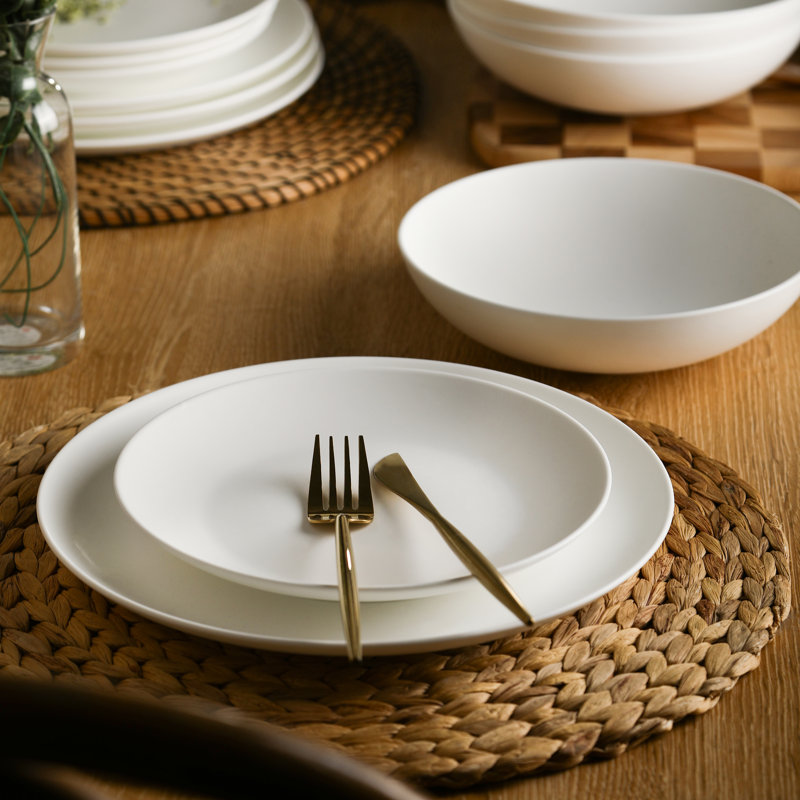 Matte White Porcelain 24-Piece Dinnerware Set for 8