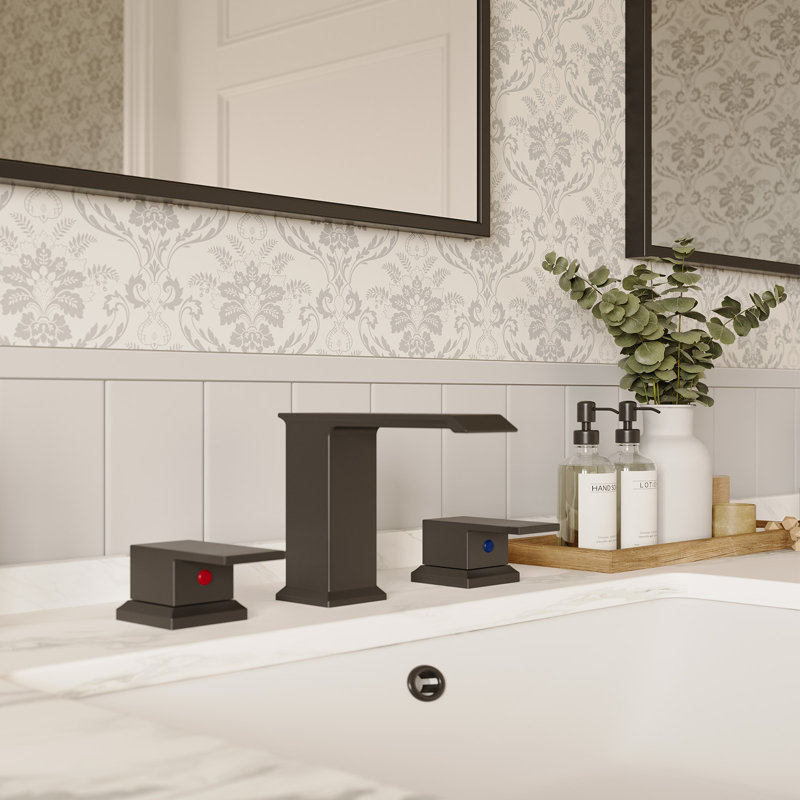 2-handle Bathroom Faucet with Drain Assembly, Matte Black