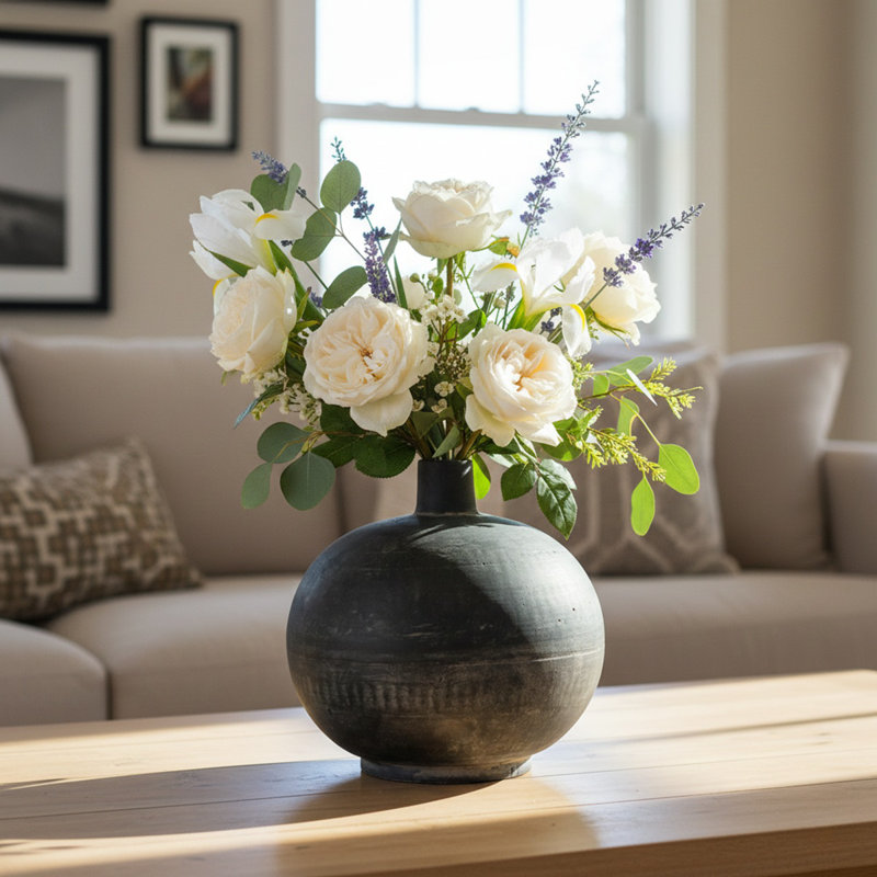 Vase de plancher en céramique 6,69 po intérieur / extérieur Elington