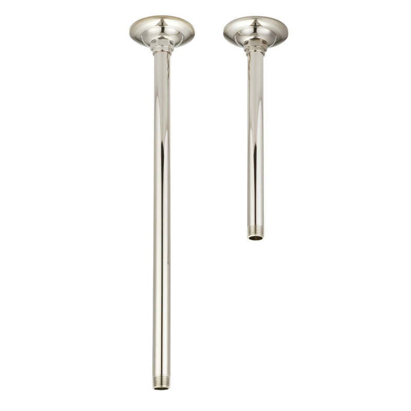 Bras de douche de plafond avec bride, Nickel poli