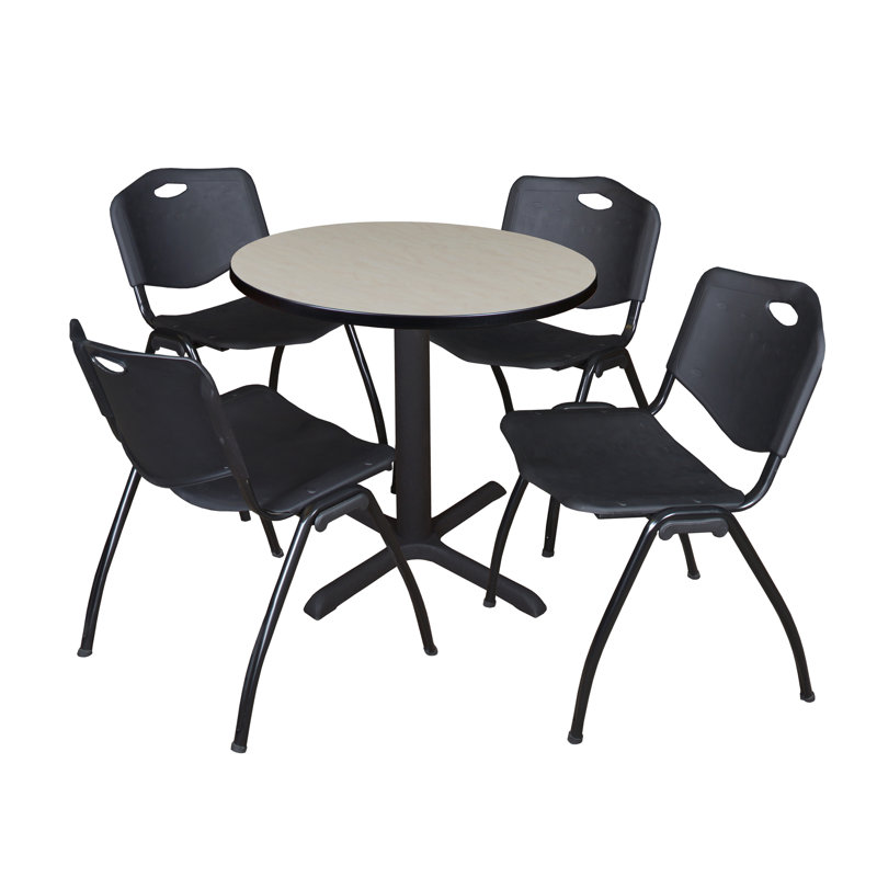 Table de salle à manger Neyland Cain, Noir, 29" H x 30" L x 30" W, Érable