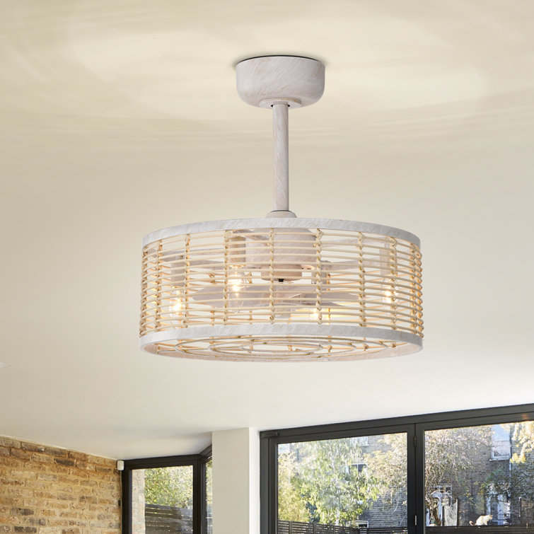 18.5'' Remote Control Reversible Vintage White Ceiling Fan With Lighting Kits For Living Room/Bedroom