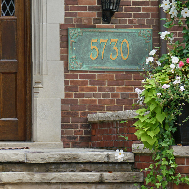 Signature Series 1-Line Wall Address Plaque, Verdigris, Bronze, Yes