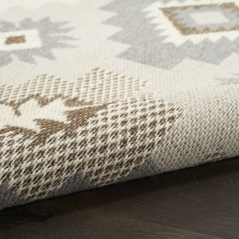Marther Flatwoven Wool Ivory Modern Indoor Rug, Rectangle 8' x 10'
