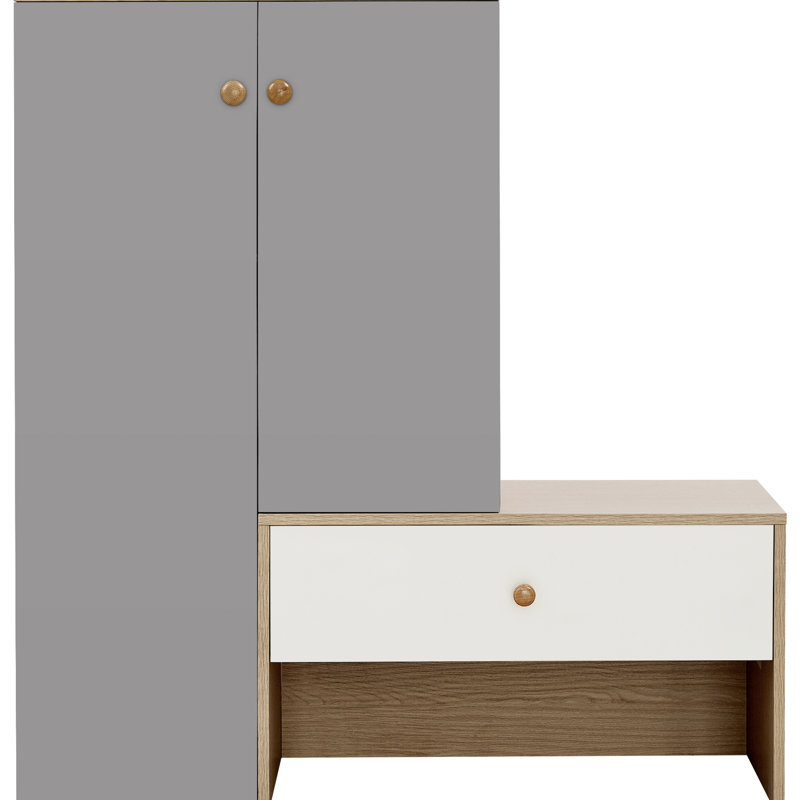 Étagère à chaussures avec banc, tablettes réglables pour le vestibule - Design spacieux et moderne, 21 armoires blanches et grises avec 12 paires de tablettes