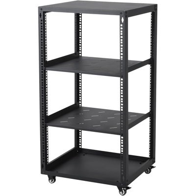 Heavy Duty 12U Open Frame Network Rack Server Rack with Casters, Wall Mount Floor Standing IT Cabinet, 2 x 1U Rack Shelves, Computer Racks & AV Cabinet