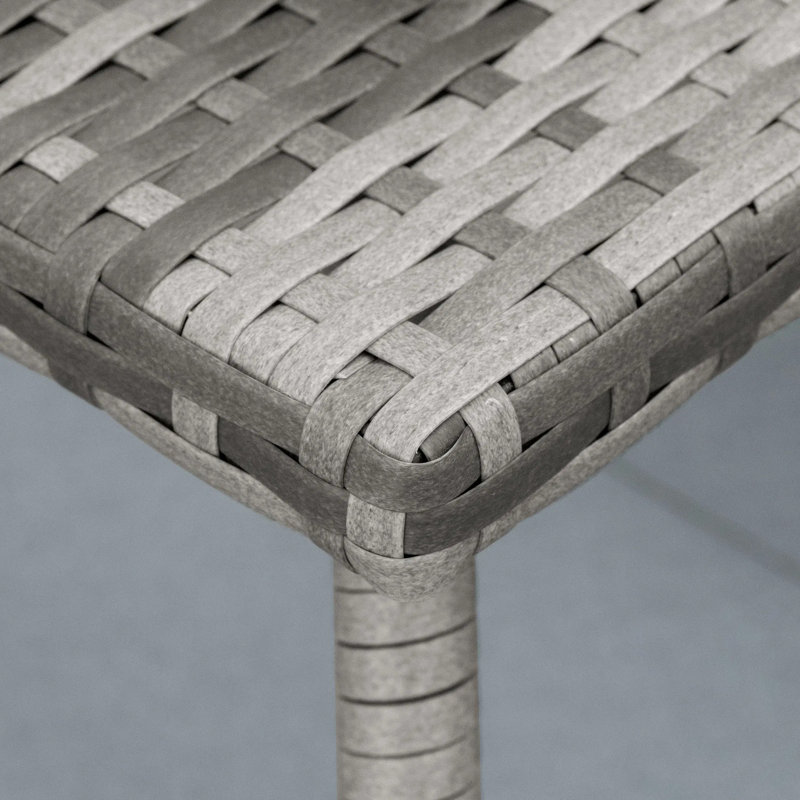 Square Outdoor Wicker Side Table, Easy Clean Small Handy Table For Backyard Barbecue Bonfire Picnic Decor, Gray