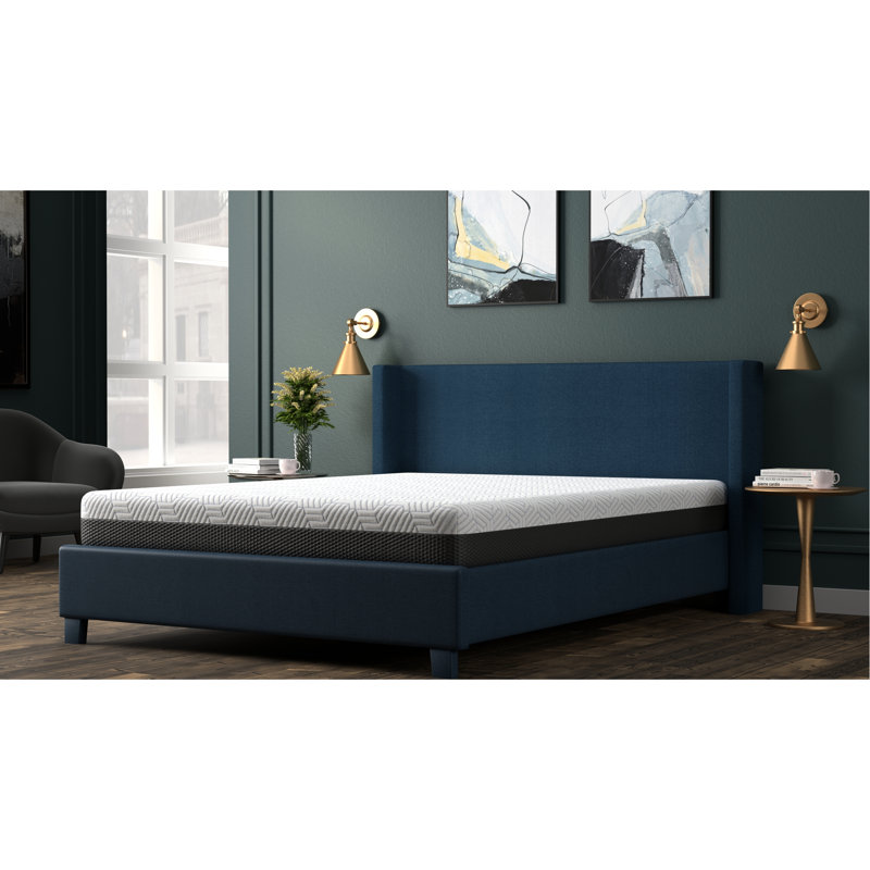 Matelas simple ferme de 8 pouces avec housse à changement de phase de refroidissement, mousse à mémoire de forme I-gel ventilée de 1 po, base à densité de 3 po et 4 po, mousse grise et blanche avec refroidissement