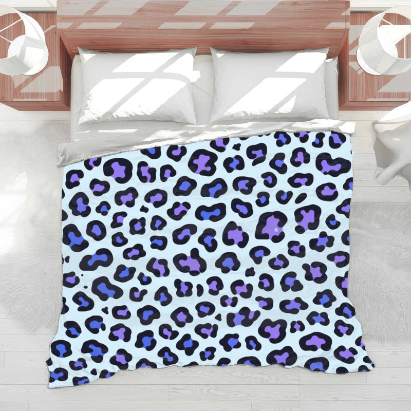 Édredon à motif léopard, Queen, Light Purple Medium Blue