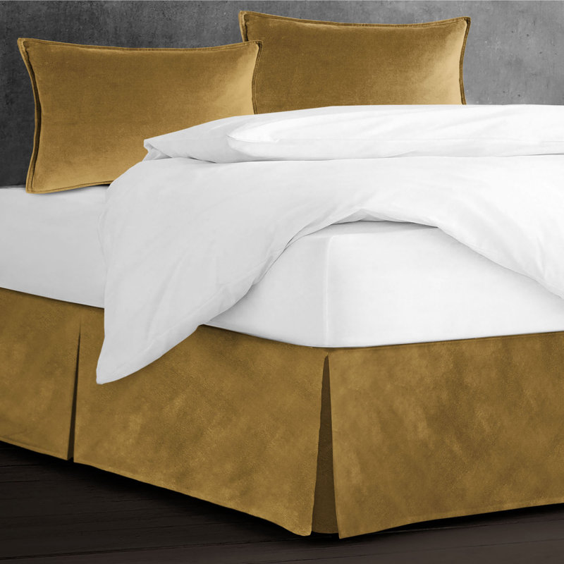Jupe de lit en velours, Jaune, 18", Complète