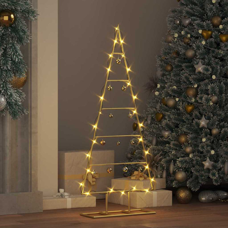 Metal Christmas Tree with Stand Gold Powder-coated steel, 90cm H