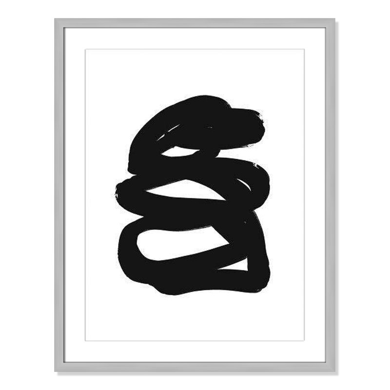 «Line Hug Collection» par Leah Straatsma, dessin au trait, H 29,5 po x l 23,5 po x P 1,25 po, Cadre photo argenté mat