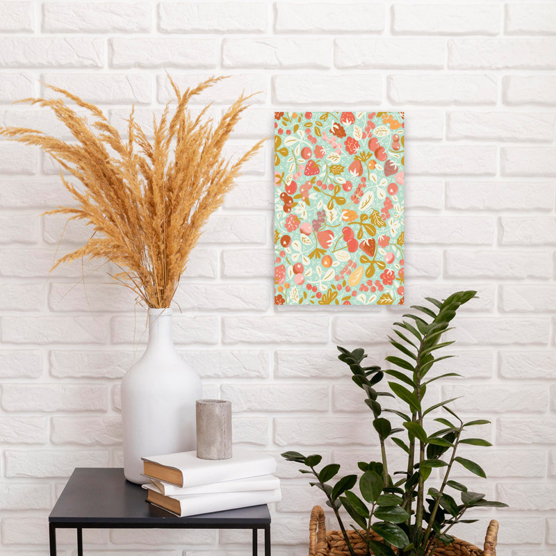 Art mural fantaisiste avec baies d'été, H 18 po x l 12 po