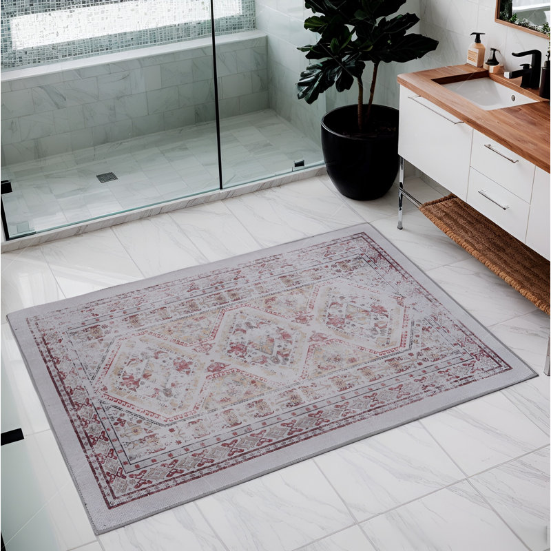 MAVAL Beige Washable Rug Doormat Rug, Rectangle 2' x 3'