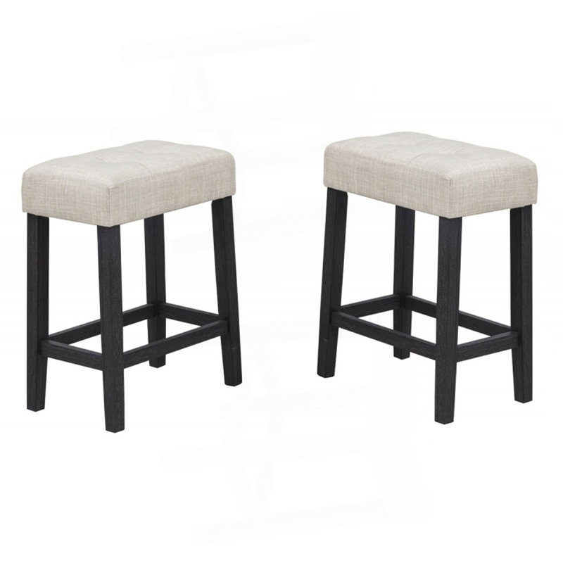 Tabouret de bar noir / beige en polyester (ensemble de 2), tabouret de bar sans dossier pour la salle à manger
