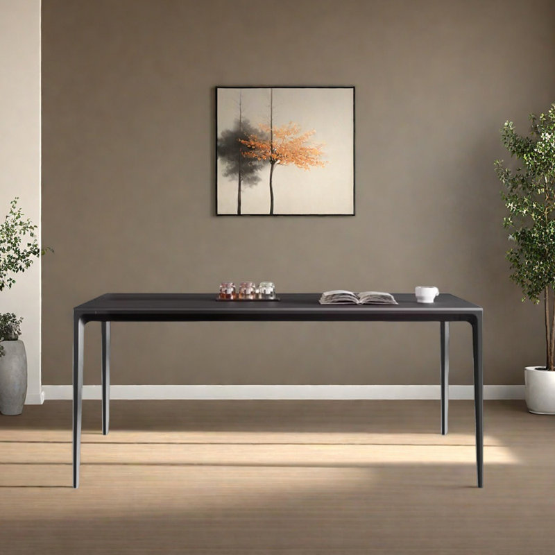 Table de dalle en pierre noire moderne et minimaliste, H 29,52 po x L 62,99 po x l 31,49 po