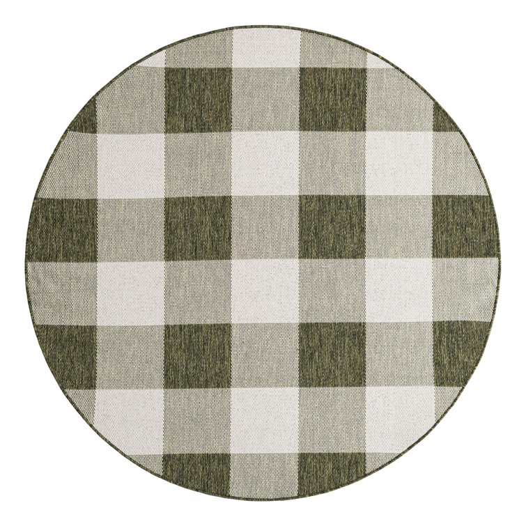 Tereon Checkered Machine Made Power Loom Polypropylene Plastic Indoor/Outdoor Area Rug in Green