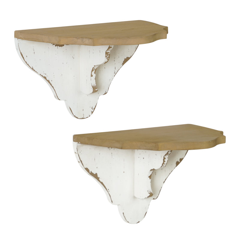 Tablette décorative en bois massif 2 pièces