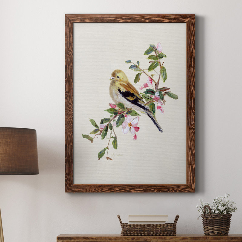 Spring Song Pine Grosbeak - cadre photo, impression sur toile, H 31,5 po x l 23,5 po x P 1,5 po, Toile avec cadre en érable