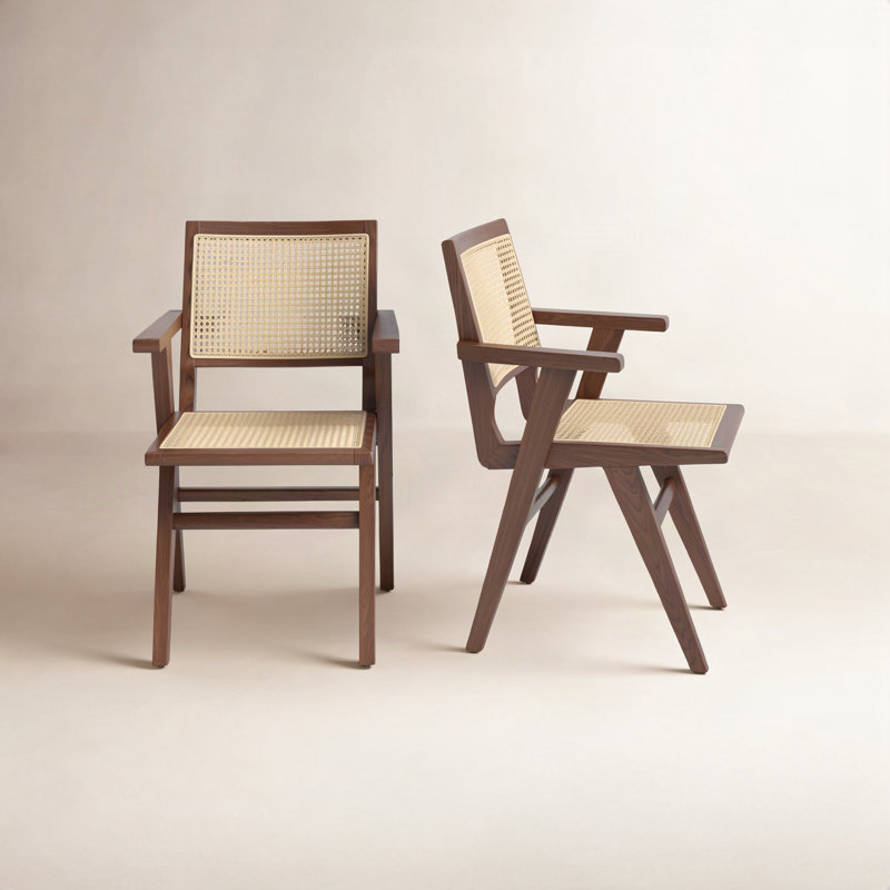 Atticus Cane Arm Chair, Walnut