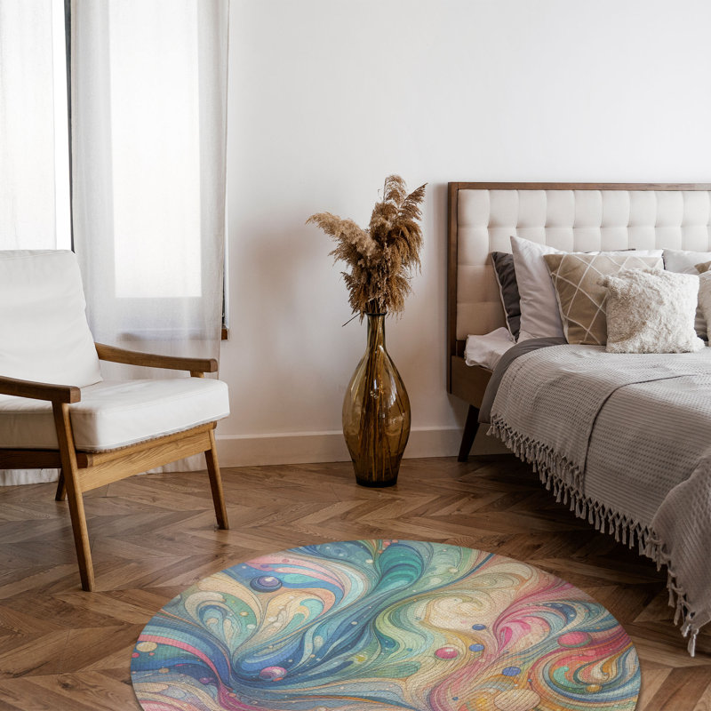 Tapis tressé Whimsy Paints, Rond 5 pi