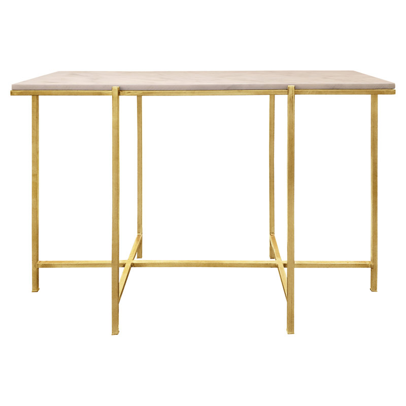 William 46'' Console Table, Gold Leaf, Carrera Marble