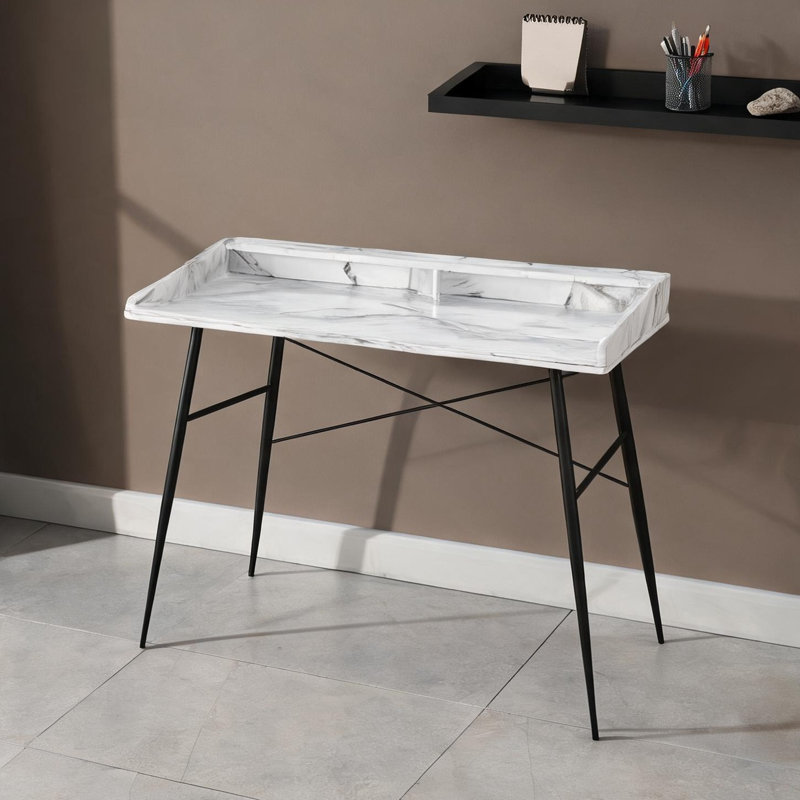Bureau As Pic, 48 po, avec rangement avec poids de 13,4 kg, structure en métal, tablettes