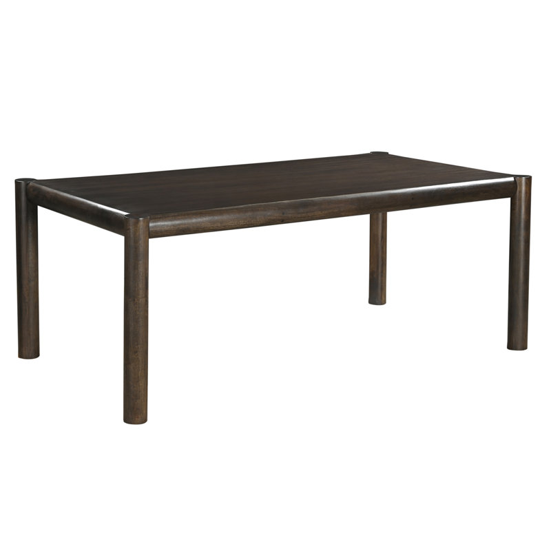Mid-Century Modern Solid Wood and Mango Veneer Rectangular Dining Table, 79" - Mocha, Mocca