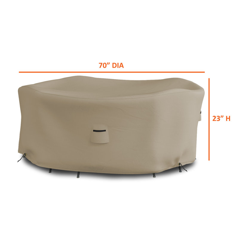 Housse robuste pour table ronde et chaise d'extérieur robuste et polyvalente, Beige, H 23 po x l 70 po