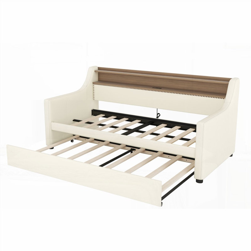 Lit de jour simple avec lit gigogne - Aucun sommier requis, solide Cadre durable