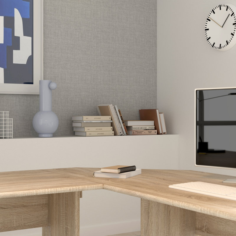 Additional desk attachment with 90° angle, corner add on for desk, office, engineered wood, light oak decor, 72 cm W x 2.2 cm H x 72 cm D