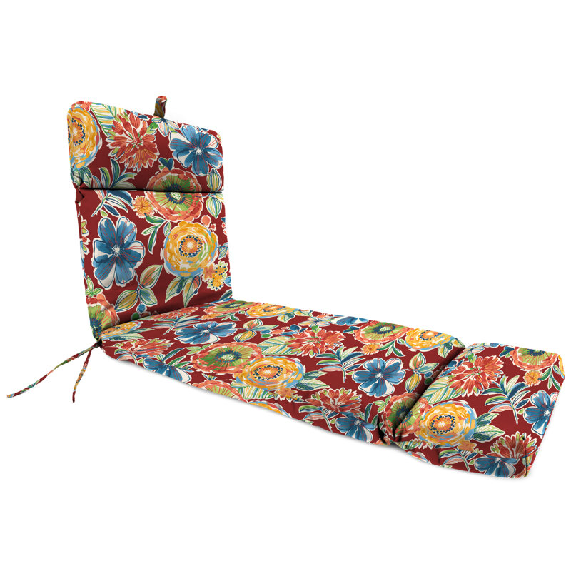 72" x 22" Outdoor Chaise Lounge Cushion with Ties and Loop, Colsen Berry Floral