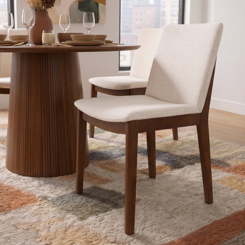Chaise parsons rembourrée en lin Barriento, Lin crème