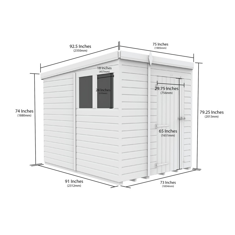 Total Sheds 6ft x 8ft Security Pent Shed - Heavy-Duty Hasp Staple Anti-Tamper - Pressure Treated Timber - UK Manufactured