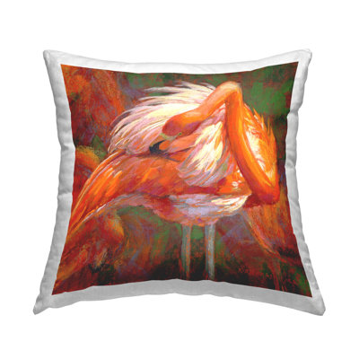 Flamingo Preening Feathers Wildlife Printed Throw Pillow Design By Rita Kirkman