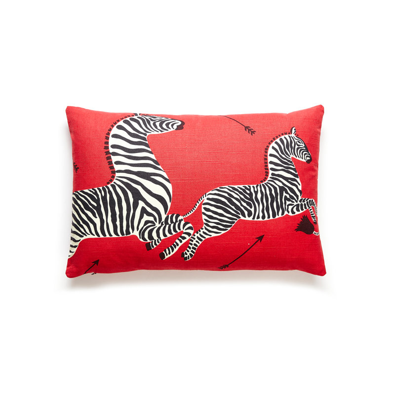 Zebras Lumbar Pillow Cover & Insert, Red/Black