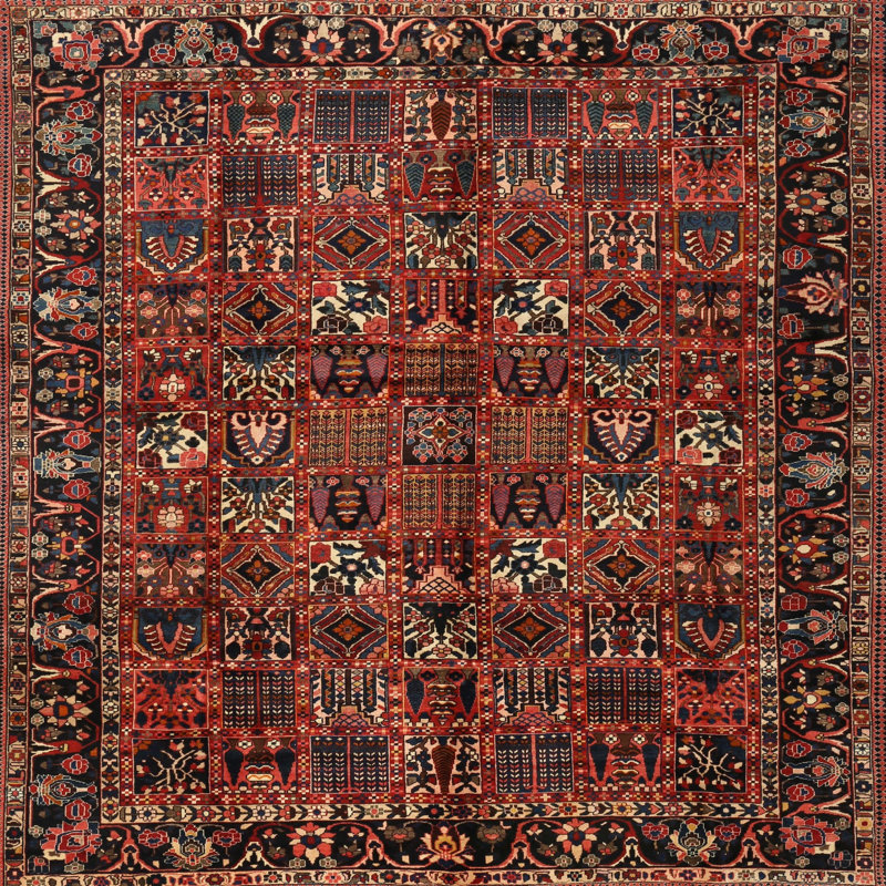 Tapis orange Southwestern, Carré 3 pi
